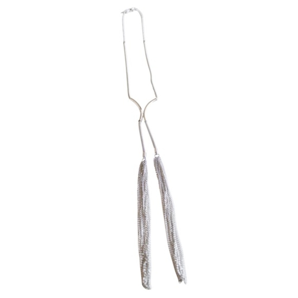 Celeste Silver Chain Tassel Necklace